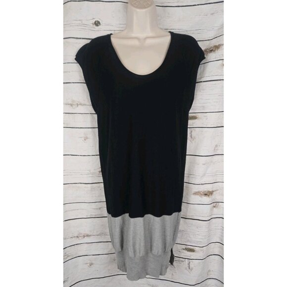 T Alexander Wang Black Color Block Sweater Dress M Bubble Hem Viscose Wool Silk - Picture 1 of 7